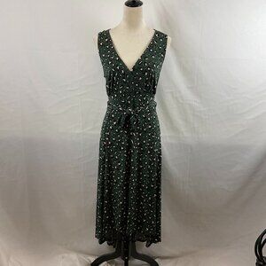 Torrid Green Leopard Sleeveless Tie Front Midi Dress 1X Black Cream New NWT